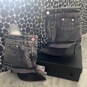 Unique Black Denim Boot Heels